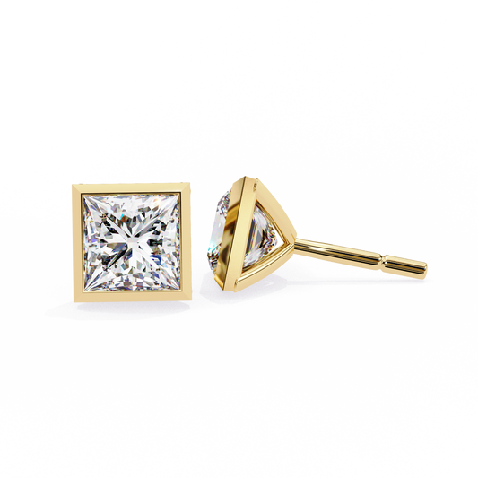 Queen’s Edge – Princess Cut Lab Diamond Stud Earrings