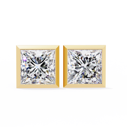 Queen’s Edge – Princess Cut Lab Diamond Stud Earrings