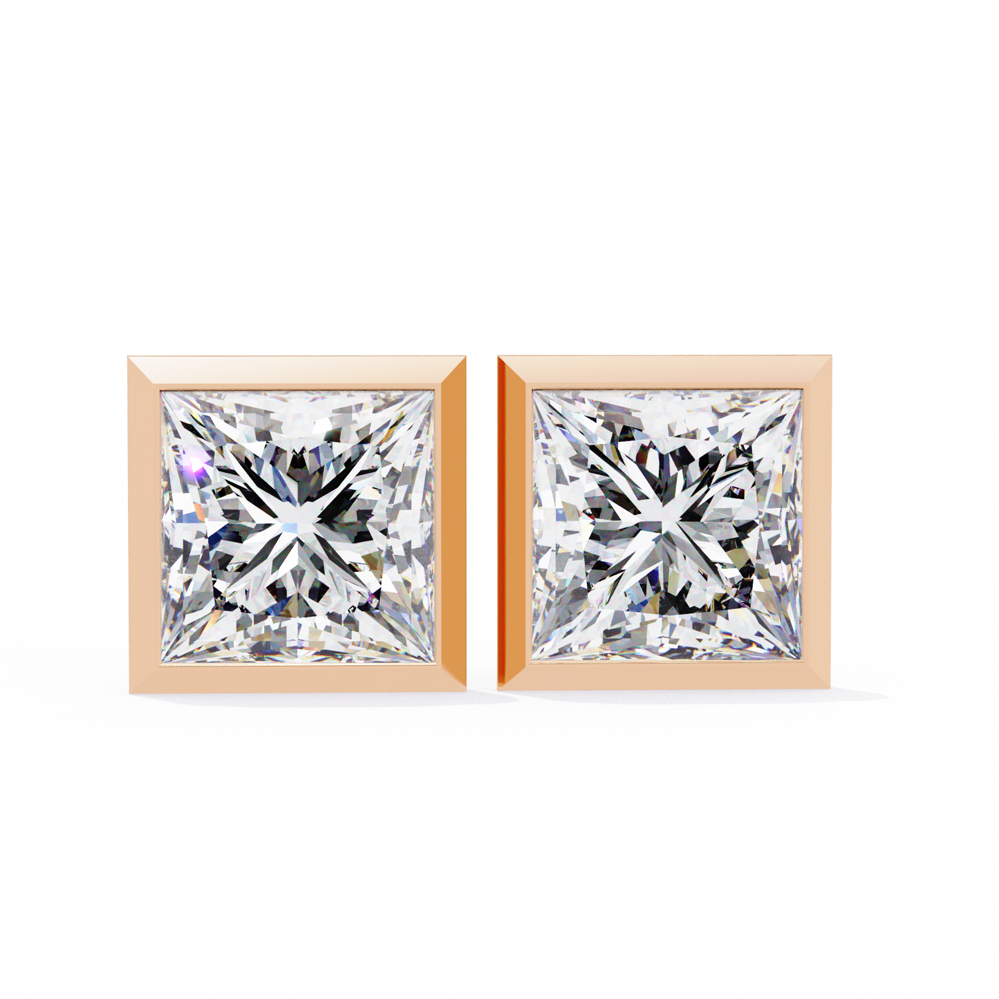 Queen’s Edge – Princess Cut Lab Diamond Stud Earrings