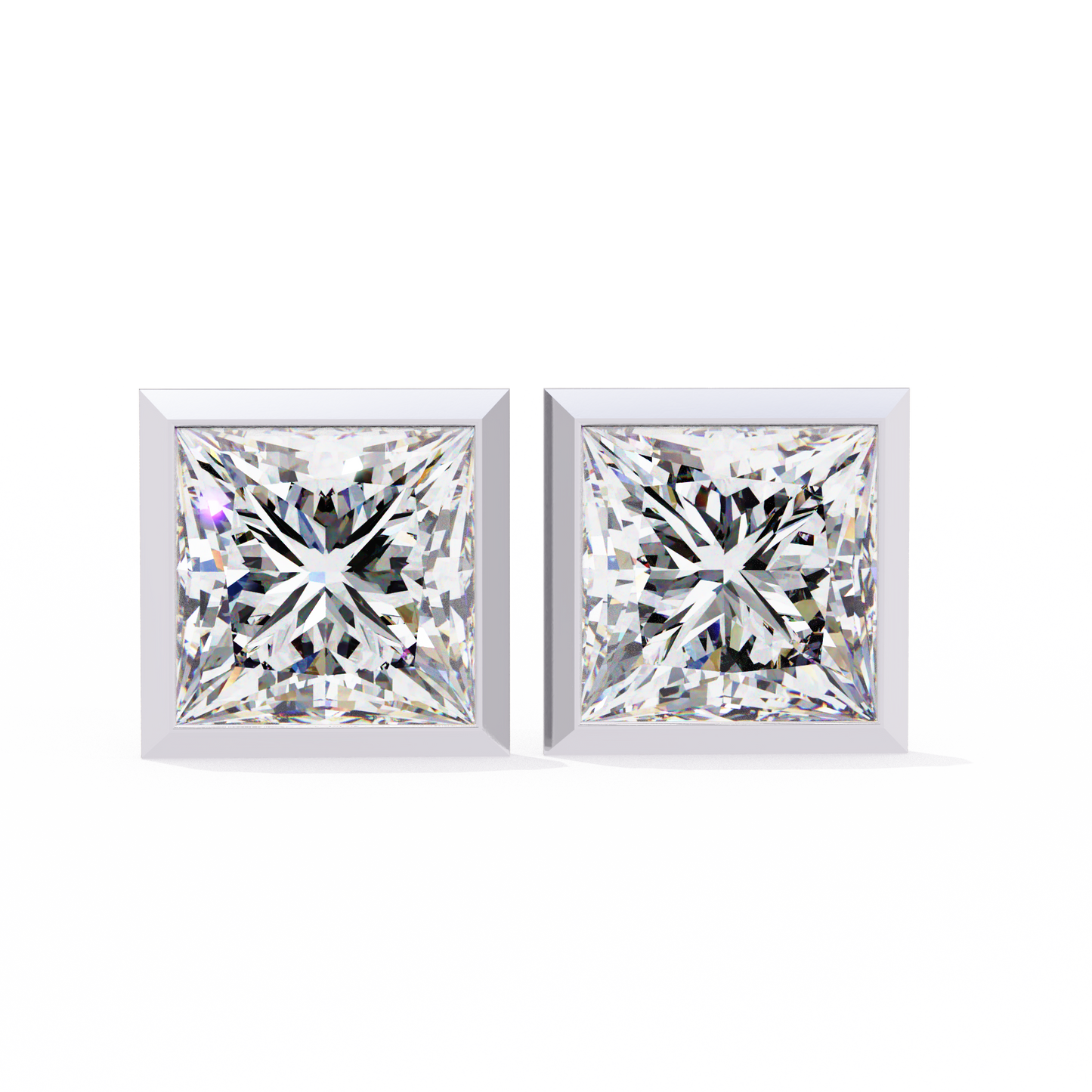 Queen’s Edge – Princess Cut Lab Diamond Stud Earrings