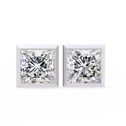Queen’s Edge – Princess Cut Lab Diamond Stud Earrings