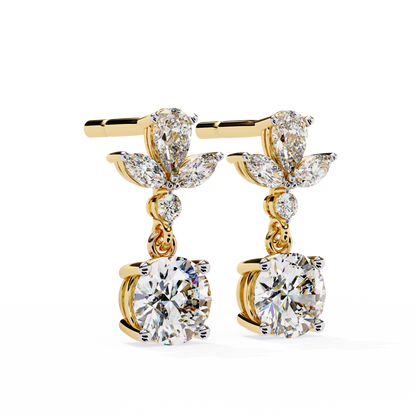 elestial Petals – Marquise, Pear & Round Lab Diamond Drop Earrings