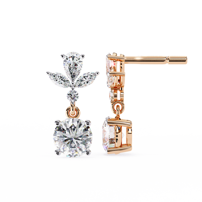 elestial Petals – Marquise, Pear & Round Lab Diamond Drop Earrings