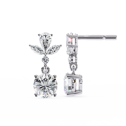 elestial Petals – Marquise, Pear & Round Lab Diamond Drop Earrings