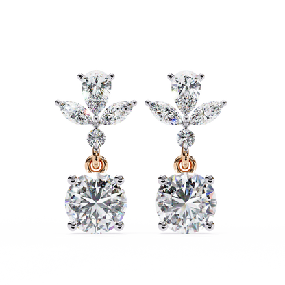 elestial Petals – Marquise, Pear & Round Lab Diamond Drop Earrings