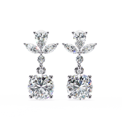 elestial Petals – Marquise, Pear & Round Lab Diamond Drop Earrings