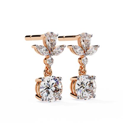 elestial Petals – Marquise, Pear & Round Lab Diamond Drop Earrings