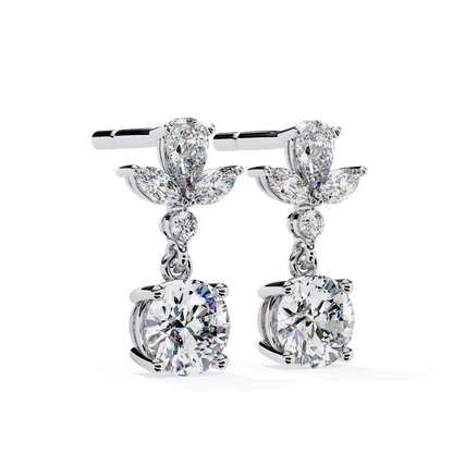 elestial Petals – Marquise, Pear & Round Lab Diamond Drop Earrings