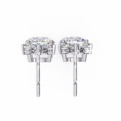 Twin Bloom – Marquise & Round Lab Diamond Double-Leaf Earrings