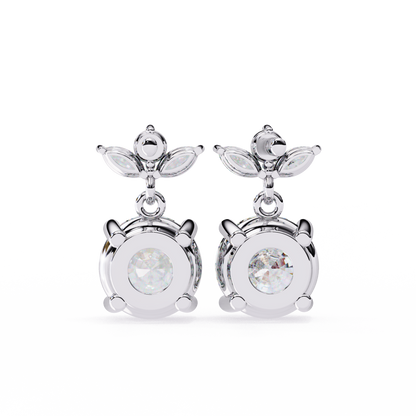 Twin Bloom – Marquise & Round Lab Diamond Double-Leaf Earrings