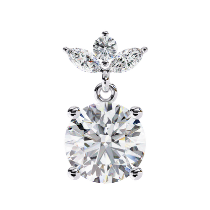 Twin Bloom – Marquise & Round Lab Diamond Double-Leaf Earrings