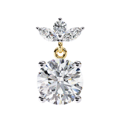 Twin Bloom – Marquise & Round Lab Diamond Double-Leaf Earrings