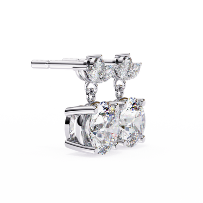 Twin Bloom – Marquise & Round Lab Diamond Double-Leaf Earrings