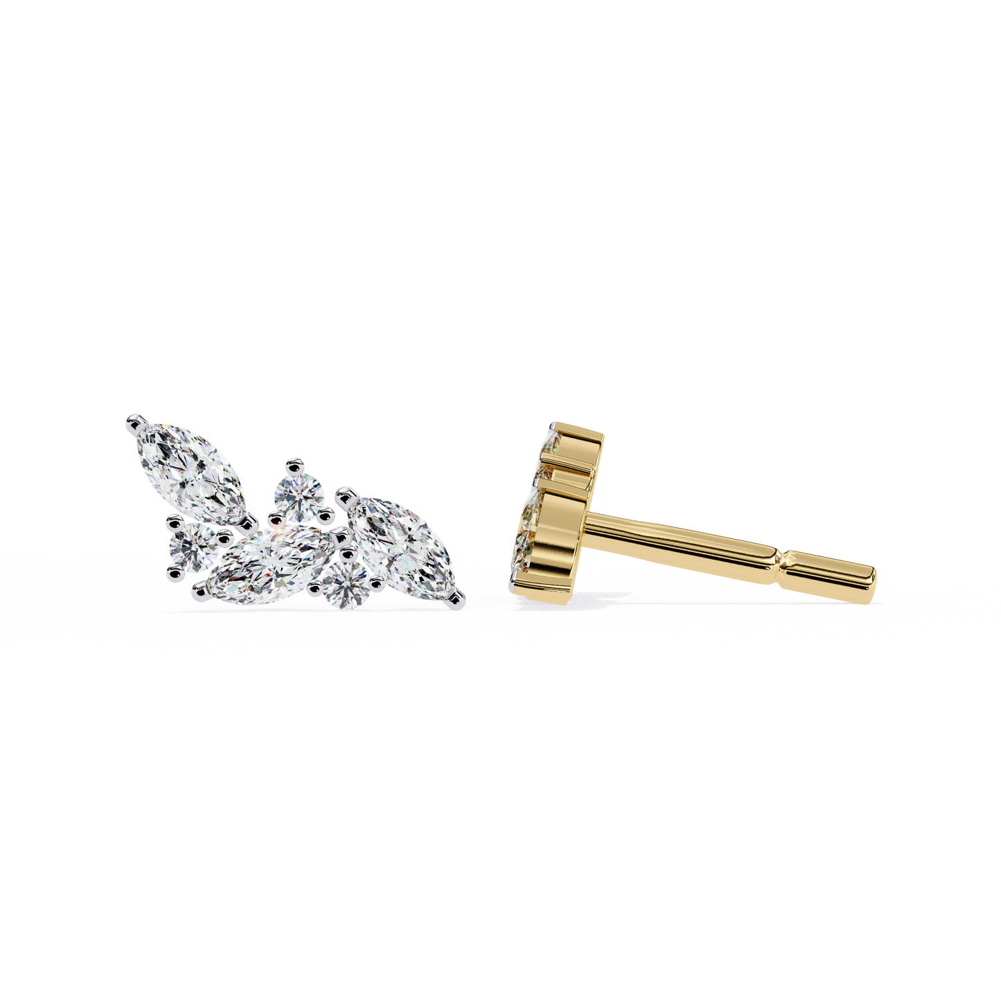 Whisper Bloom – Marquise & Round Diamond Petite Studs