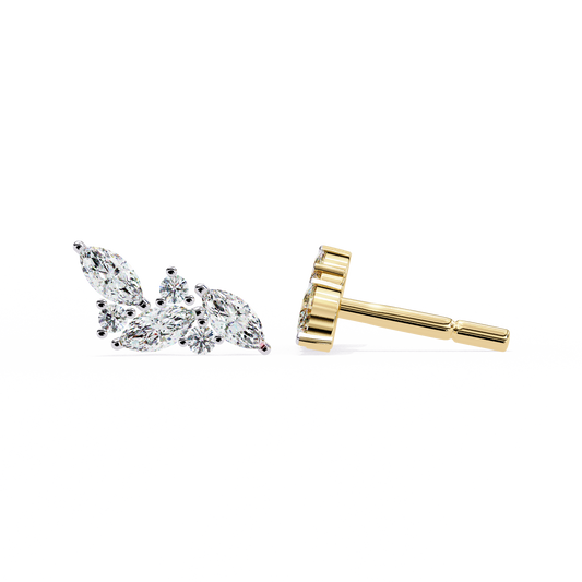 Whisper Bloom – Marquise & Round Lab Diamond Petite Studs