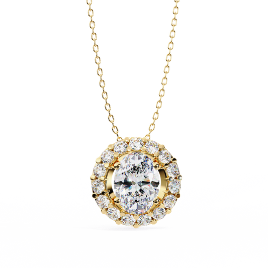 Oval Bloom – Oval & Round Lab Diamond Cluster Necklace