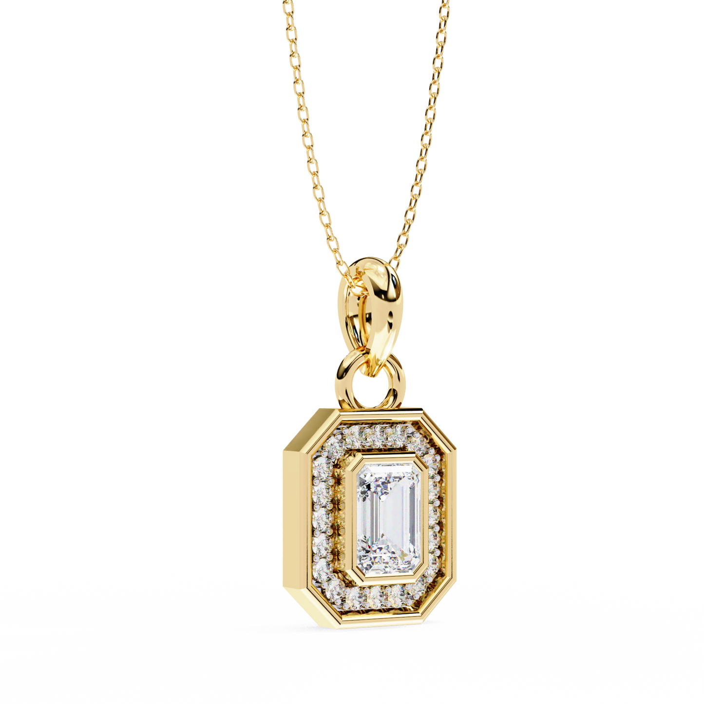 Emerald Crest – Emerald & Round Lab Diamond Cluster Pendant