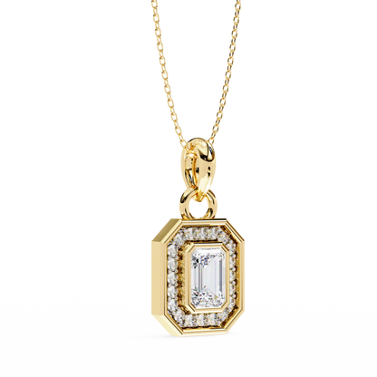 Emerald Crest – Emerald & Round Lab Diamond Cluster Pendant