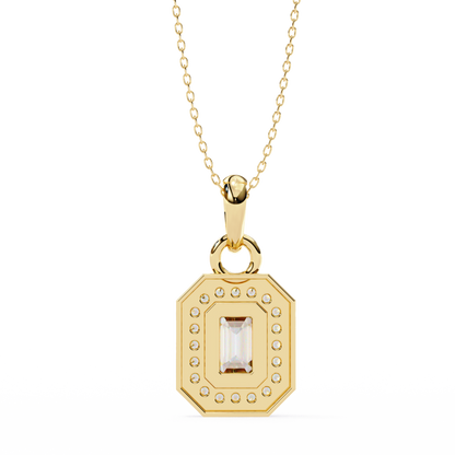 Emerald Crest – Emerald & Round Lab Diamond Cluster Pendant