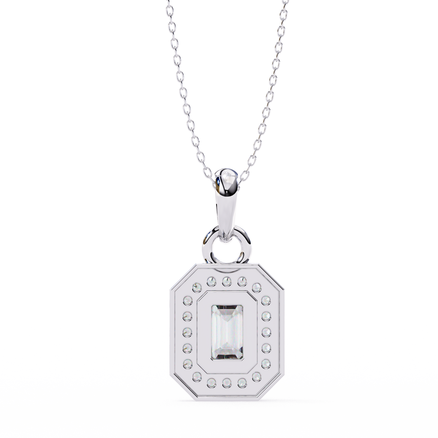 Emerald Crest – Emerald & Round Lab Diamond Cluster Pendant