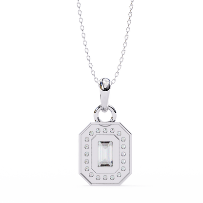 Emerald Crest – Emerald & Round Lab Diamond Cluster Pendant