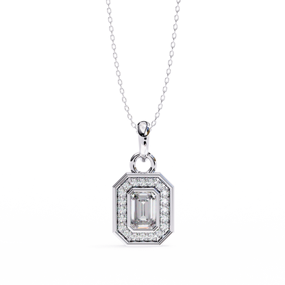 Emerald Crest – Emerald & Round Lab Diamond Cluster Pendant