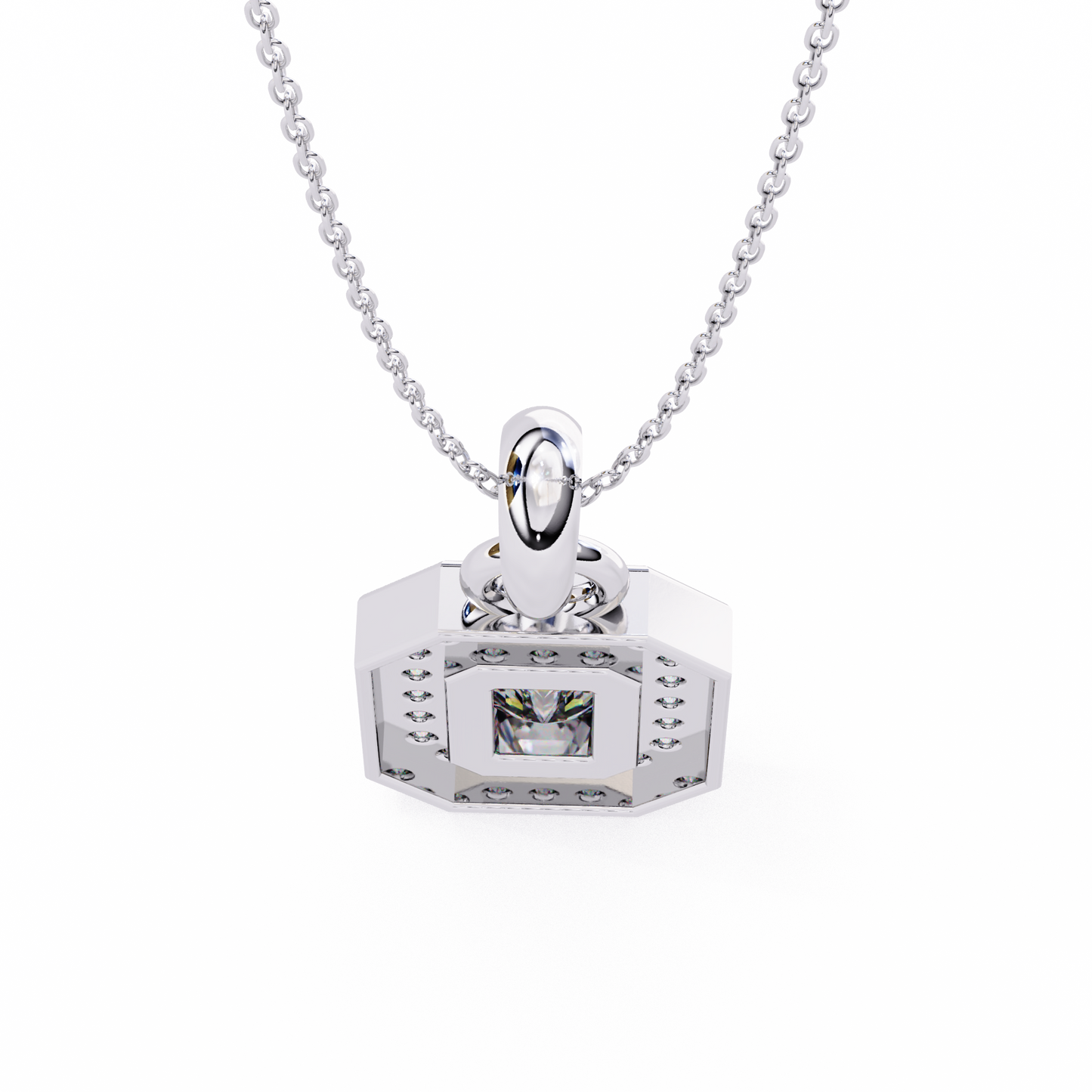 Emerald Crest – Emerald & Round Lab Diamond Cluster Pendant