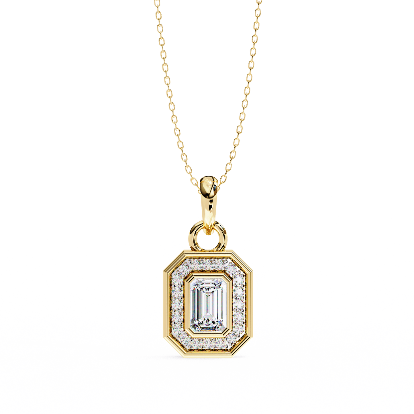 Emerald Crest – Emerald & Round Lab Diamond Cluster Pendant