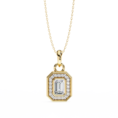 Emerald Crest – Emerald & Round Lab Diamond Cluster Pendant