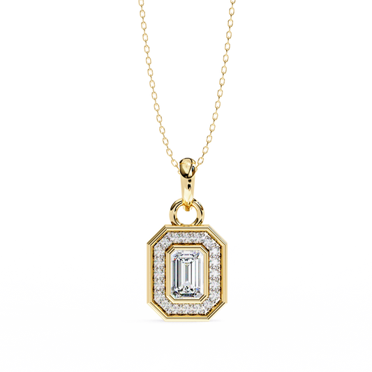 Emerald Crest – Emerald & Round Lab Diamond Cluster Pendant