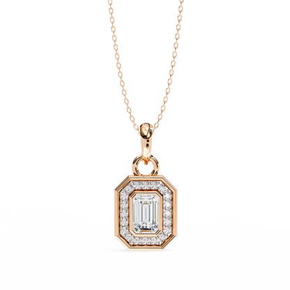 Emerald Crest – Emerald & Round Lab Diamond Cluster Pendant