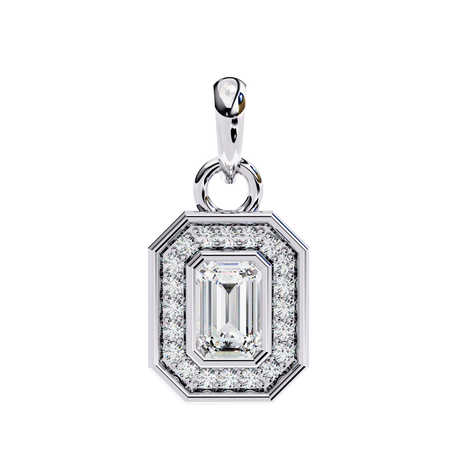 Emerald Crest – Emerald & Round Lab Diamond Cluster Pendant