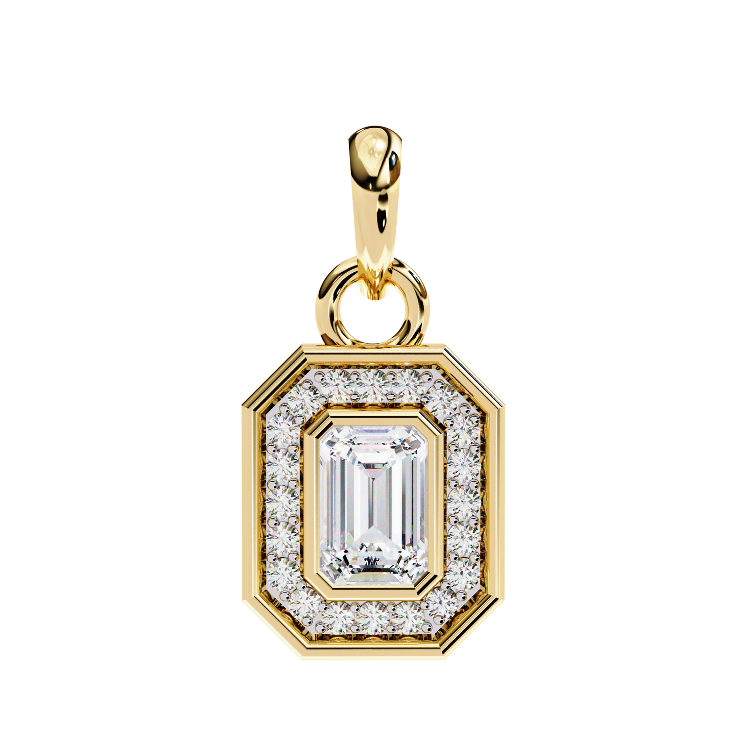 Emerald Crest – Emerald & Round Lab Diamond Cluster Pendant
