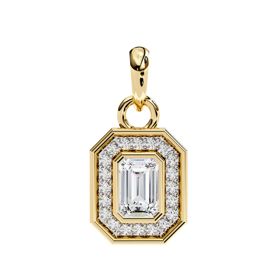 Emerald Crest – Emerald & Round Diamond Cluster Pendant