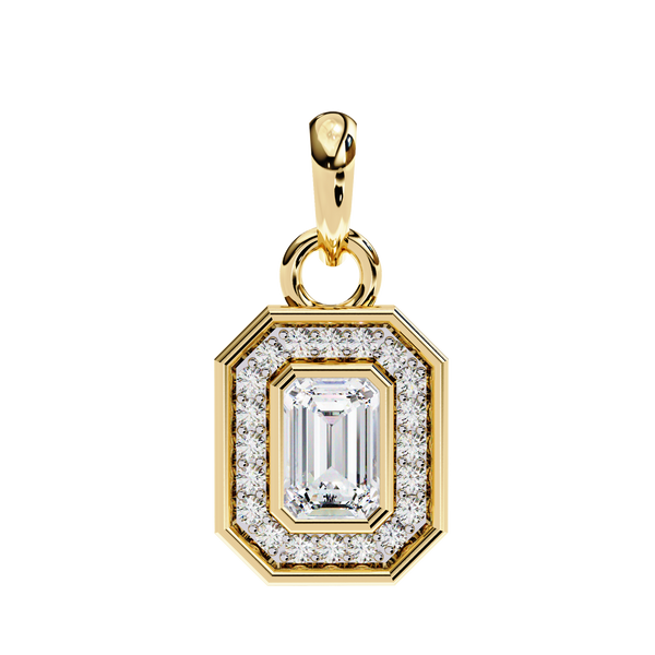 Emerald Crest – Emerald & Round Diamond Cluster Pendant