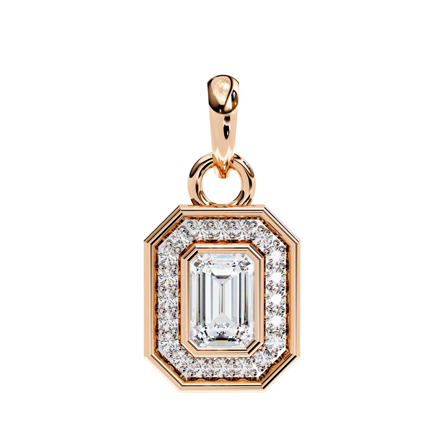 Emerald Crest – Emerald & Round Lab Diamond Cluster Pendant