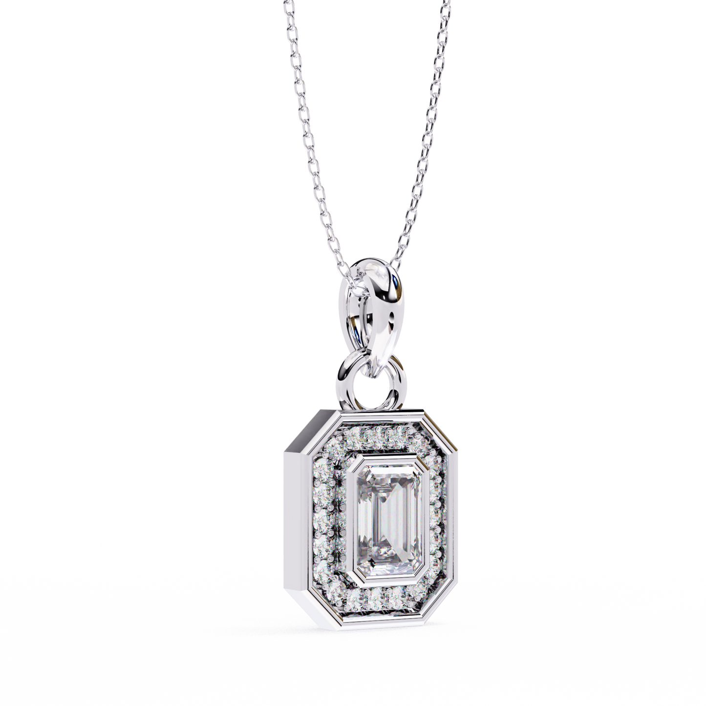 Emerald Crest – Emerald & Round Lab Diamond Cluster Pendant