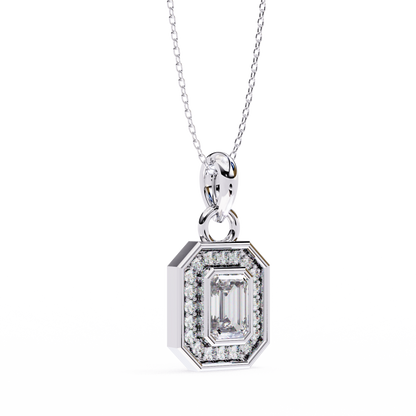 Emerald Crest – Emerald & Round Lab Diamond Cluster Pendant