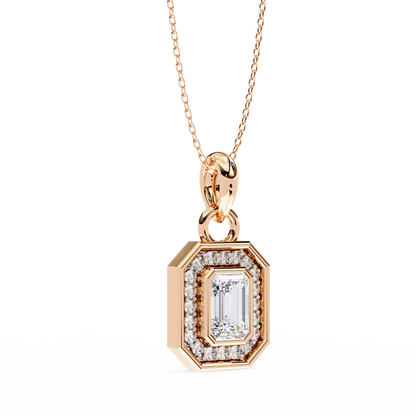 Emerald Crest – Emerald & Round Lab Diamond Cluster Pendant