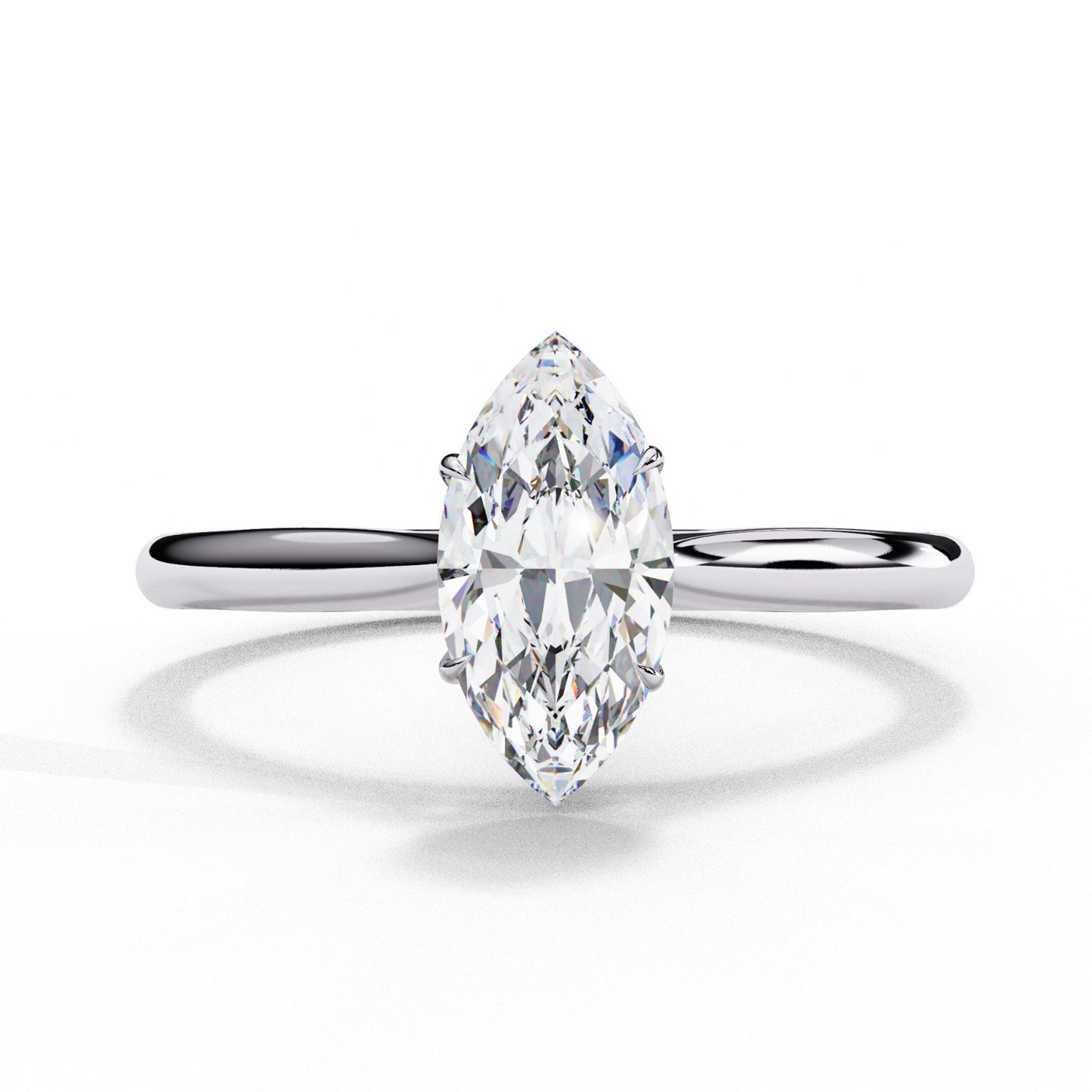 Marquise Solitaire White Gold Ring