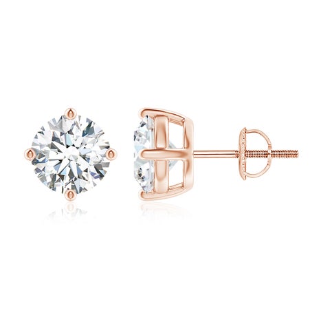 4.00 CTW 14K Lab-Grown Basket-Set Solitaire Diamond Stud Earrings