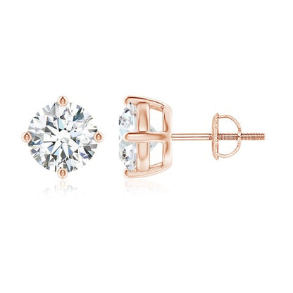 4.00 CTW 14K Lab-Grown Basket-Set Solitaire Diamond Stud Earrings