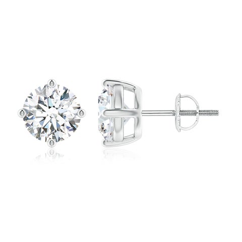 4.00 CTW 14K Lab-Grown Basket-Set Solitaire Diamond Stud Earrings