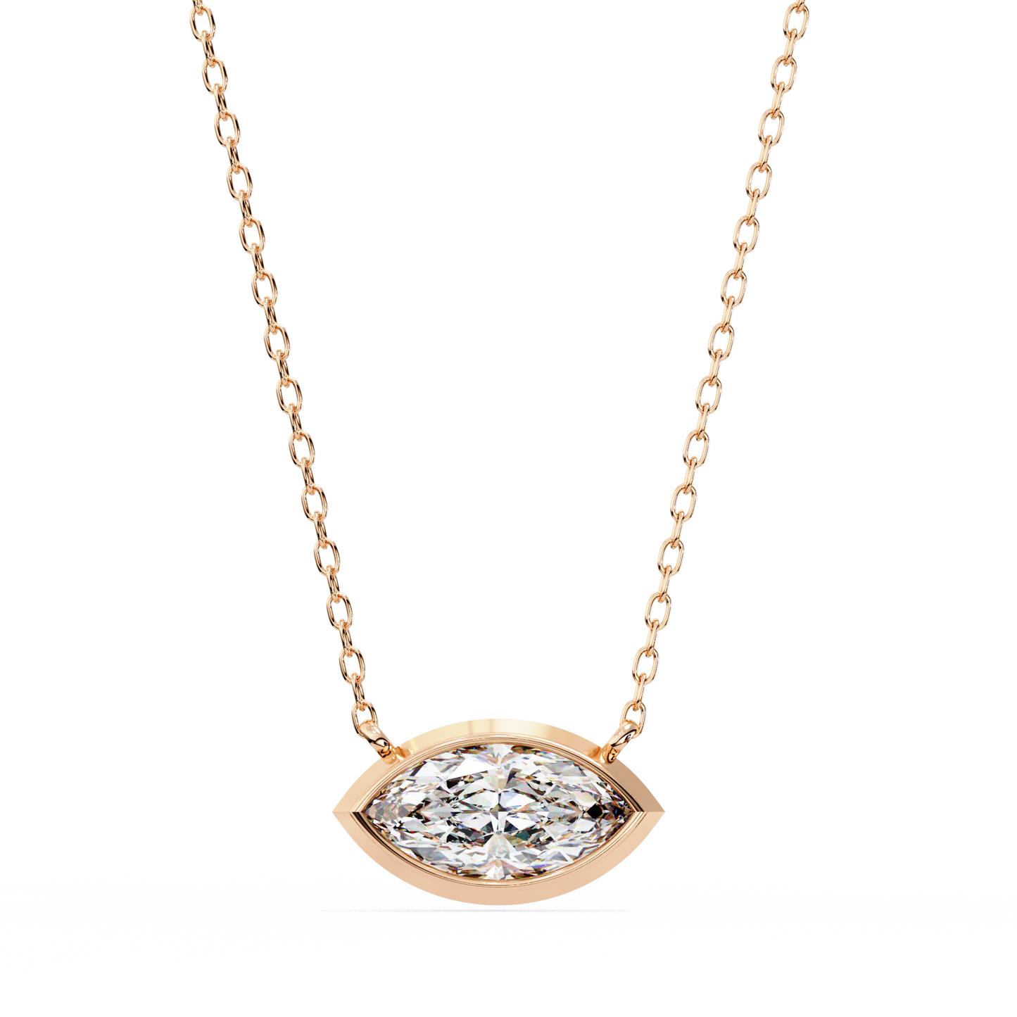 EAST~WEST   - Marquise Cut Lab Diamond Pendant Necklace