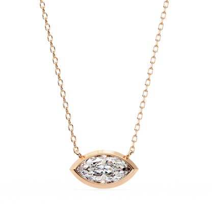 EAST~WEST   - Marquise Cut Lab Diamond Pendant Necklace