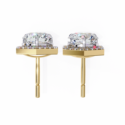 Aurora Cascade – Round Lab Diamond Curved Earrings
