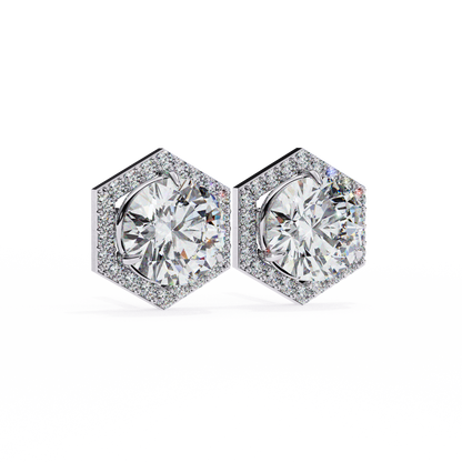 Aurora Cascade – Round Lab Diamond Curved Earrings