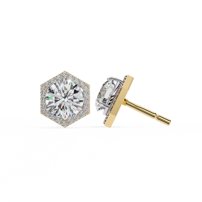 Aurora Cascade – Round Lab Diamond Curved Earrings