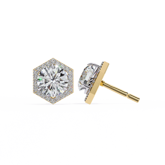 Aurora Cascade – Round Lab Diamond Curved Earrings