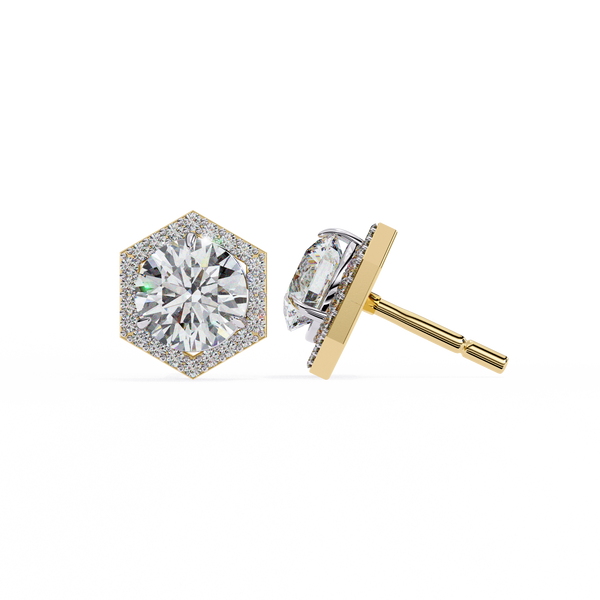 Aurora Cascade – Round Diamond Curved Earrings